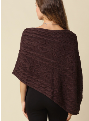 Brown Cable Knit Poncho