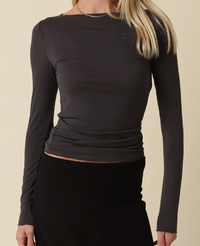 Long Sleeve Top (available in black, brown, or dark charcoal)