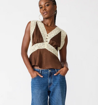 Brown Satin & Lace Top by Steve Madden
