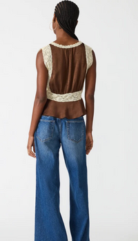 Brown Satin & Lace Top by Steve Madden