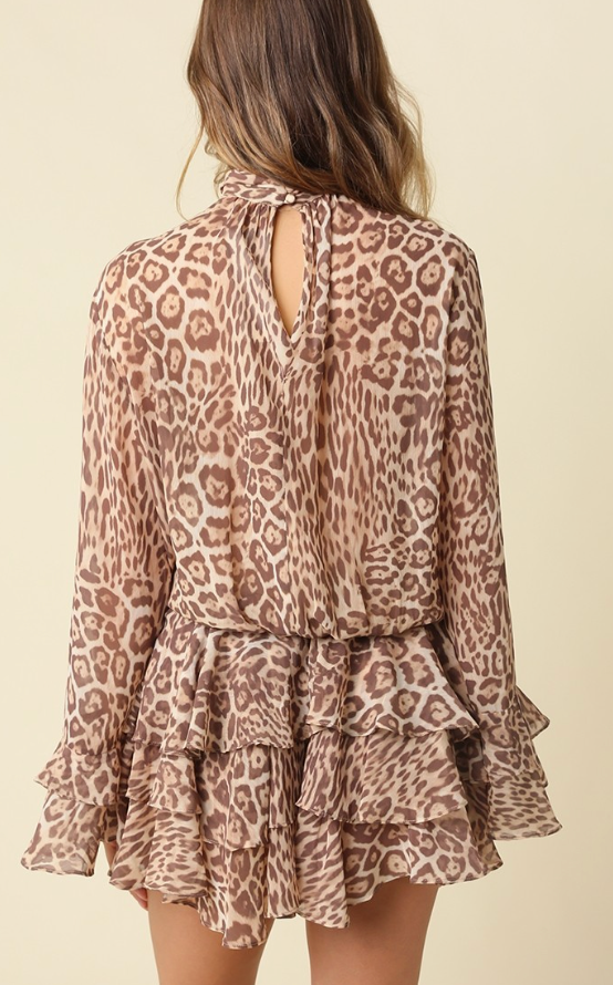 Cheetah Ruffle Mini Dress