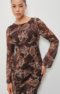 Long Sleeve Patterned Maxi Dress