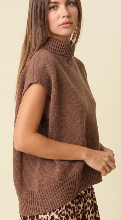 Mock Neck Sweater (available in Brown or Black)