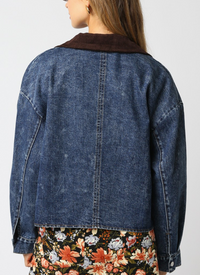Denim Barn Jacket with Contrast Collar