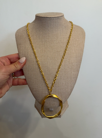 Triple Gold Plated Necklace with Oval Pendant by Kimberly Aman