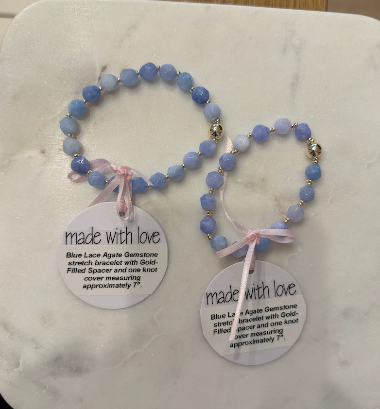 Lace Agate Gemstone Beaded Bracelet by Kimberly Aman