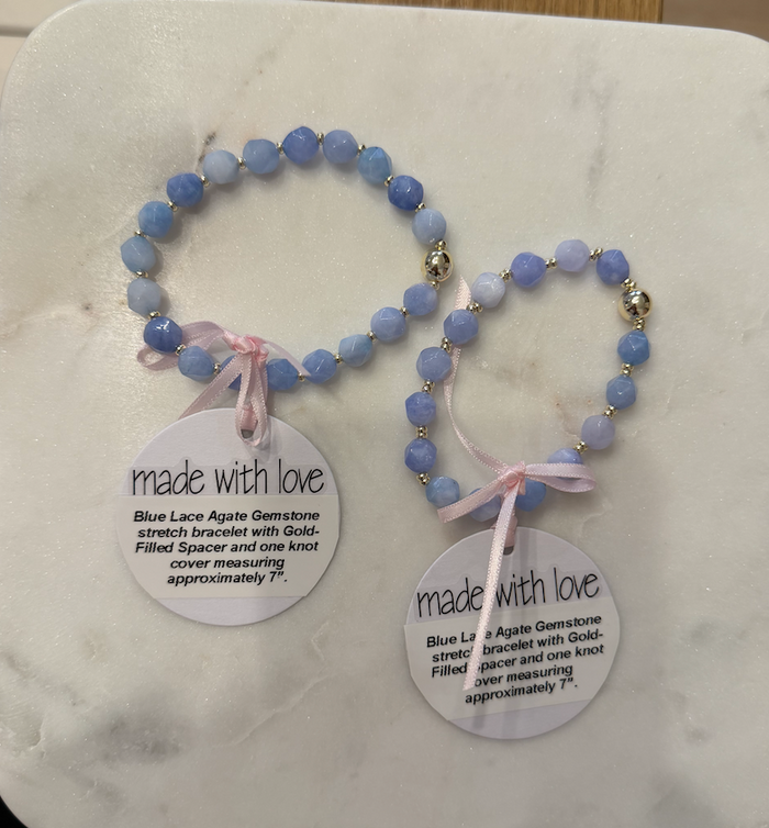 Lace Agate Gemstone Beaded Bracelet by Kimberly Aman