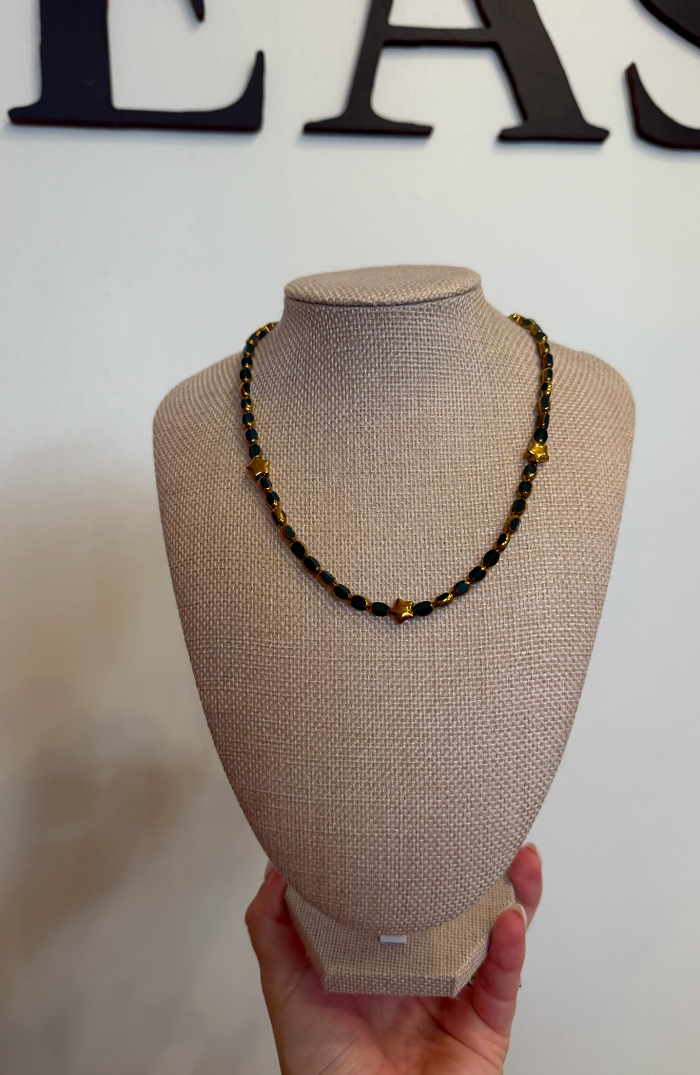 Vintage Green Glass Necklace by Kimberly Aman