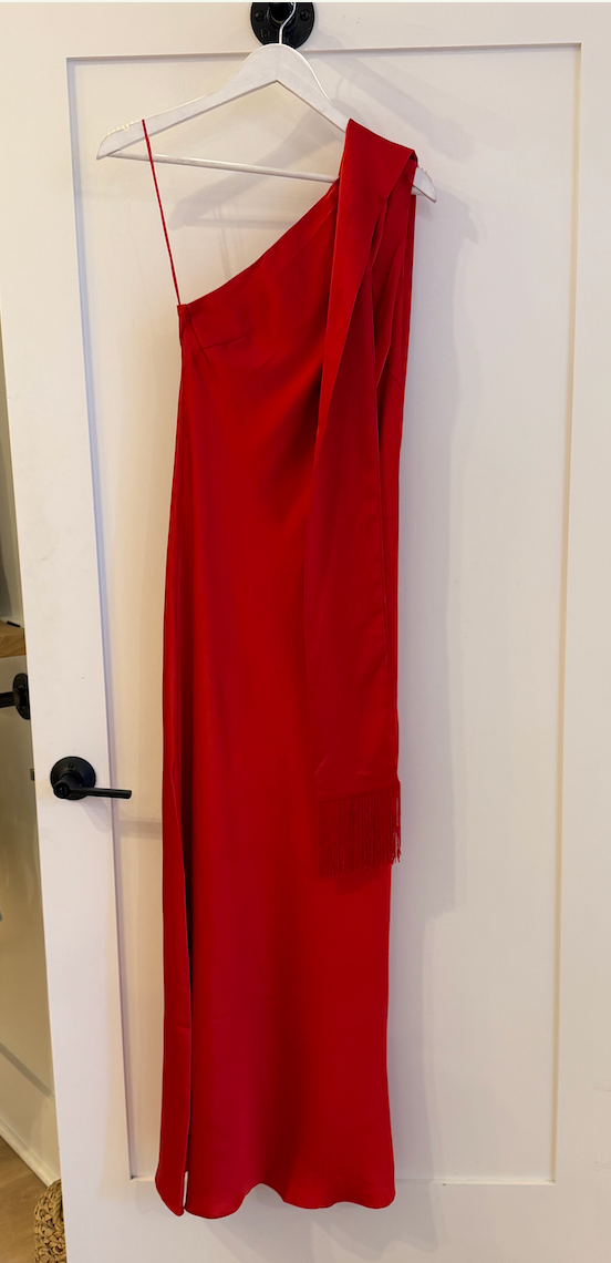Red Satin Maxi Dress by Lucy Paris