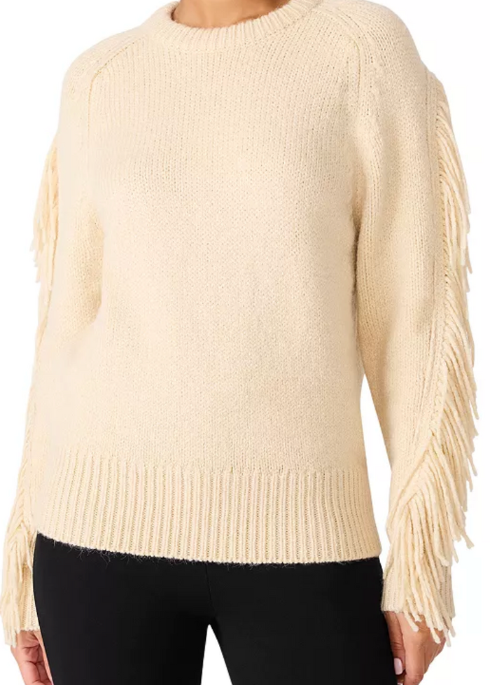 Ashlynne Fringe Sweater by Steve Madden (available in Brown or Cream)