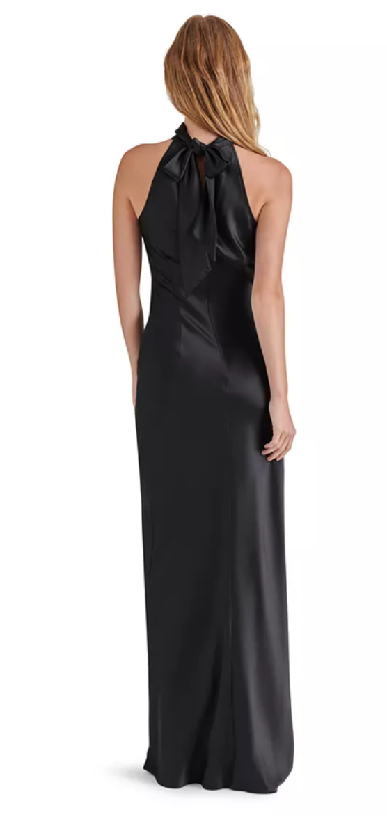 Lara Halter Black Satin Dress by Steve Madden