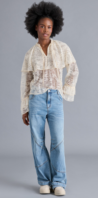 Lace Ruffle Long Sleeve Top by Steve Madden