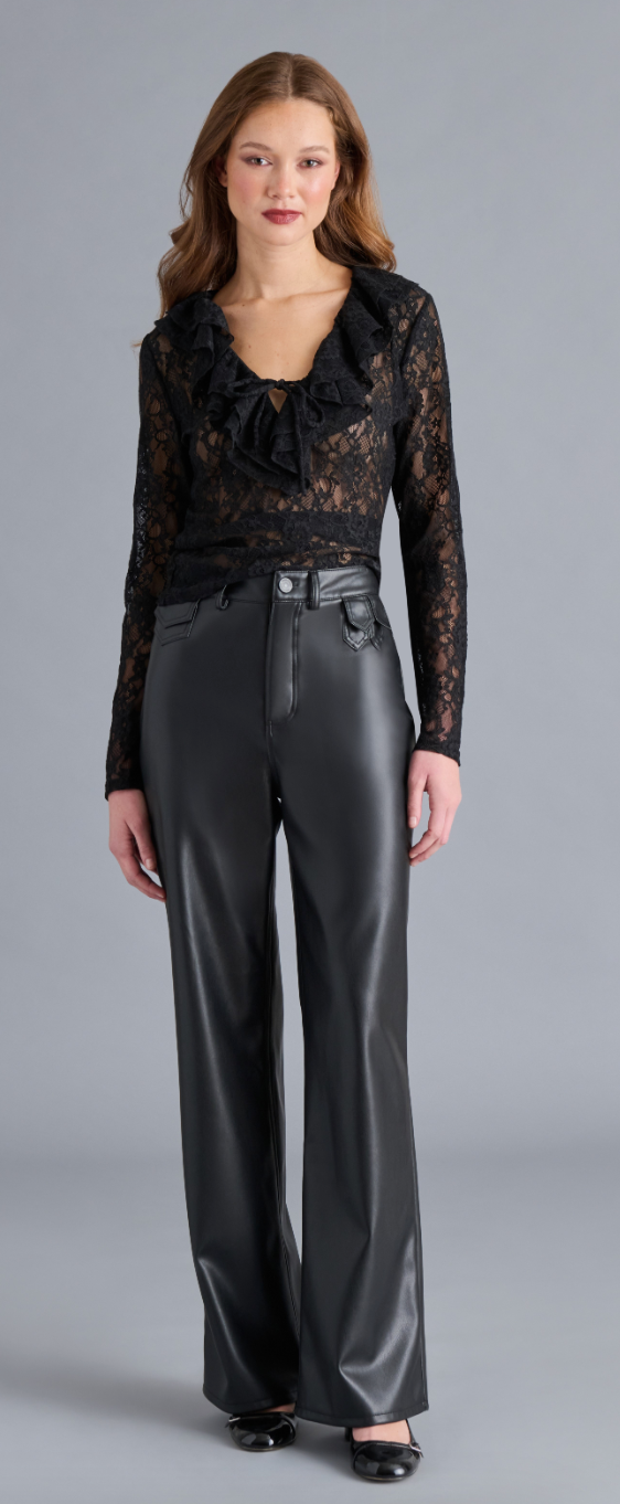 Geraldine Black Vegan Leather Pant by Steve Madden