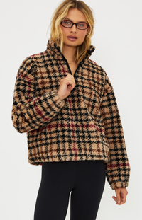 Fleece Plaid Quarter zip by Beach Riot