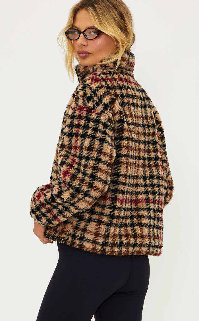 Fleece Plaid Quarter zip by Beach Riot