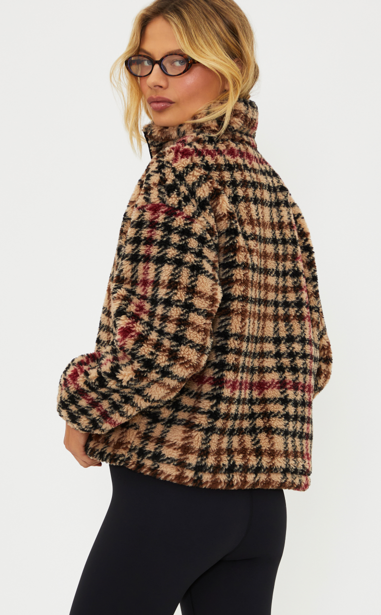 Fleece Plaid Quarter zip by Beach Riot