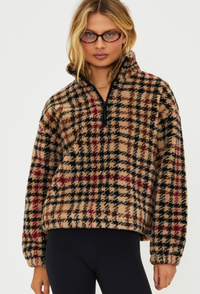 Fleece Plaid Quarter zip by Beach Riot