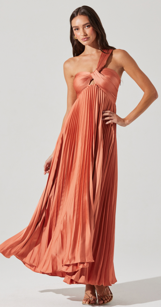 Rasya Pleated Satin Maxi Dress by ASTR the Label