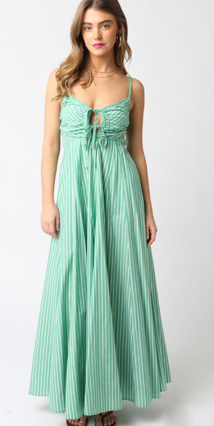 Green Striped Maxi Dress
