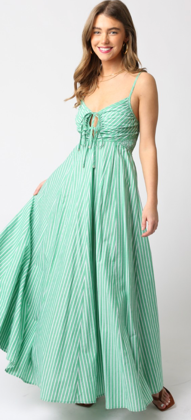 Green Striped Maxi Dress