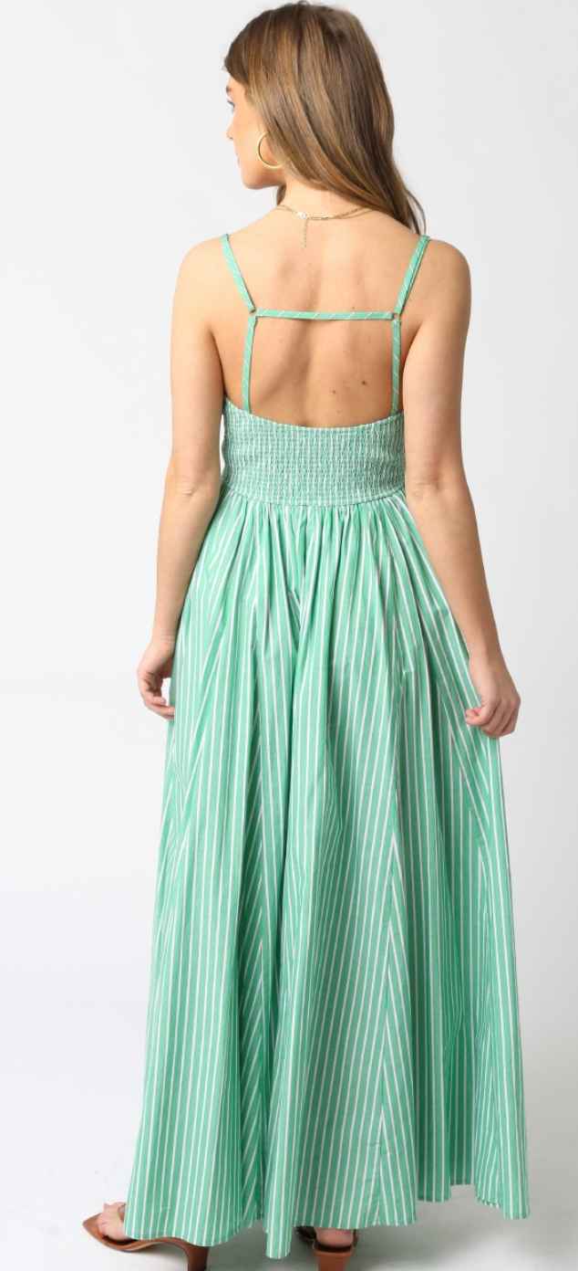 Green Striped Maxi Dress