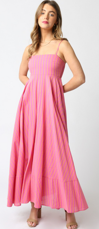 Pink Striped Maxi Dress