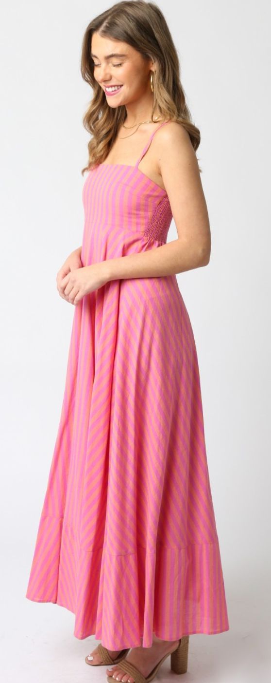 Pink Striped Maxi Dress