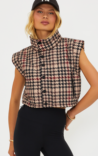 Houndstooth Puffer Vest by Beach Riot