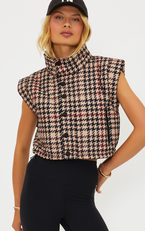 Houndstooth Puffer Vest by Beach Riot