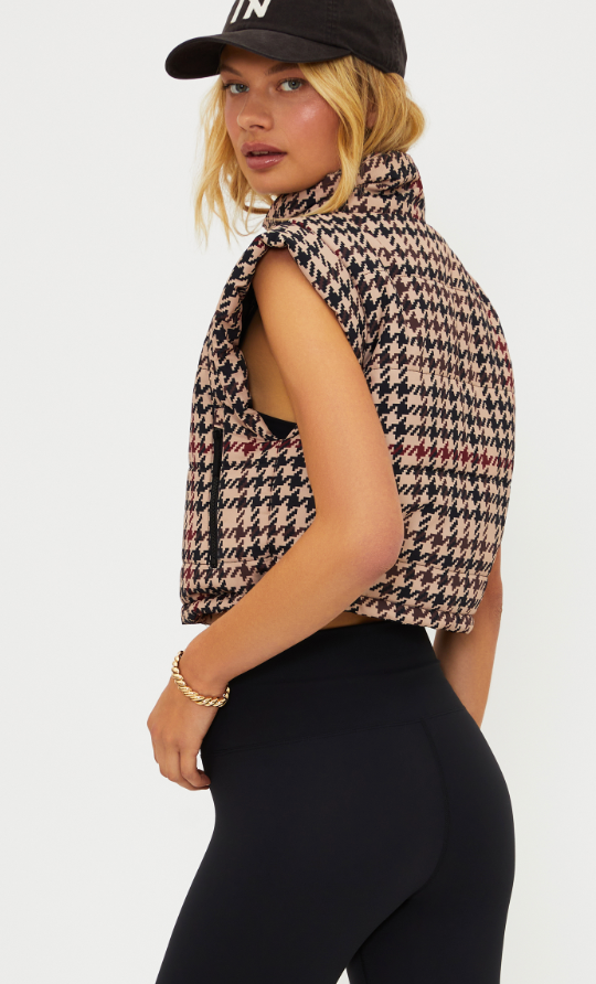 Houndstooth Puffer Vest by Beach Riot