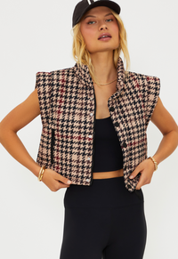 Houndstooth Puffer Vest by Beach Riot