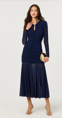 Yasmine Navy Long Sleeve Midi Dress by ASTR the Label