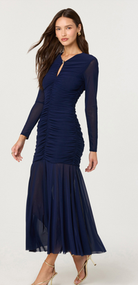 Yasmine Navy Long Sleeve Midi Dress by ASTR the Label