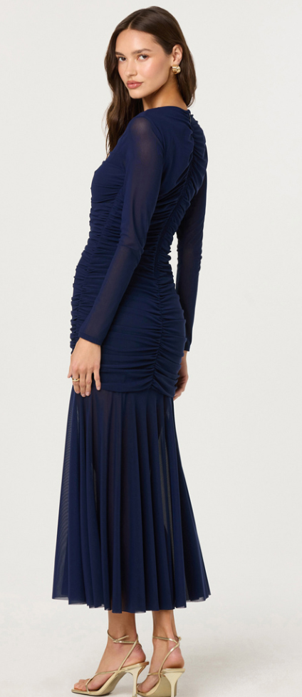 Yasmine Navy Long Sleeve Midi Dress by ASTR the Label