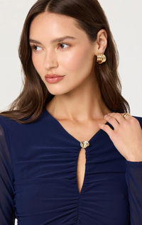 Yasmine Navy Long Sleeve Midi Dress by ASTR the Label