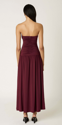 Wilshire Strapless Red Midi Dress by NIA