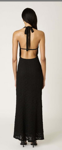 Thalia Black Lace Halter Maxi Dress by NIA