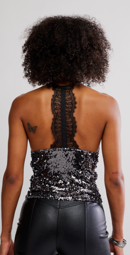 Sequin Gunmetal Take Me Away Cami by Free People