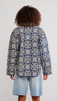 Alexie Blue and White Quilted Jacket by Free People