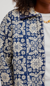 Alexie Blue and White Quilted Jacket by Free People