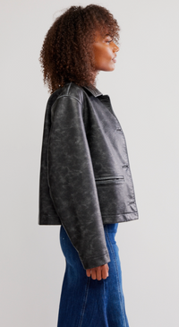 Hera Charcoal Grey Vegan Leather Jacket by Free People