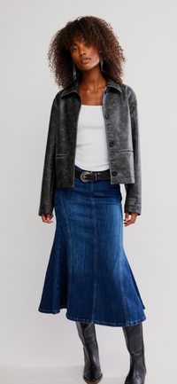 Hera Charcoal Grey Vegan Leather Jacket by Free People