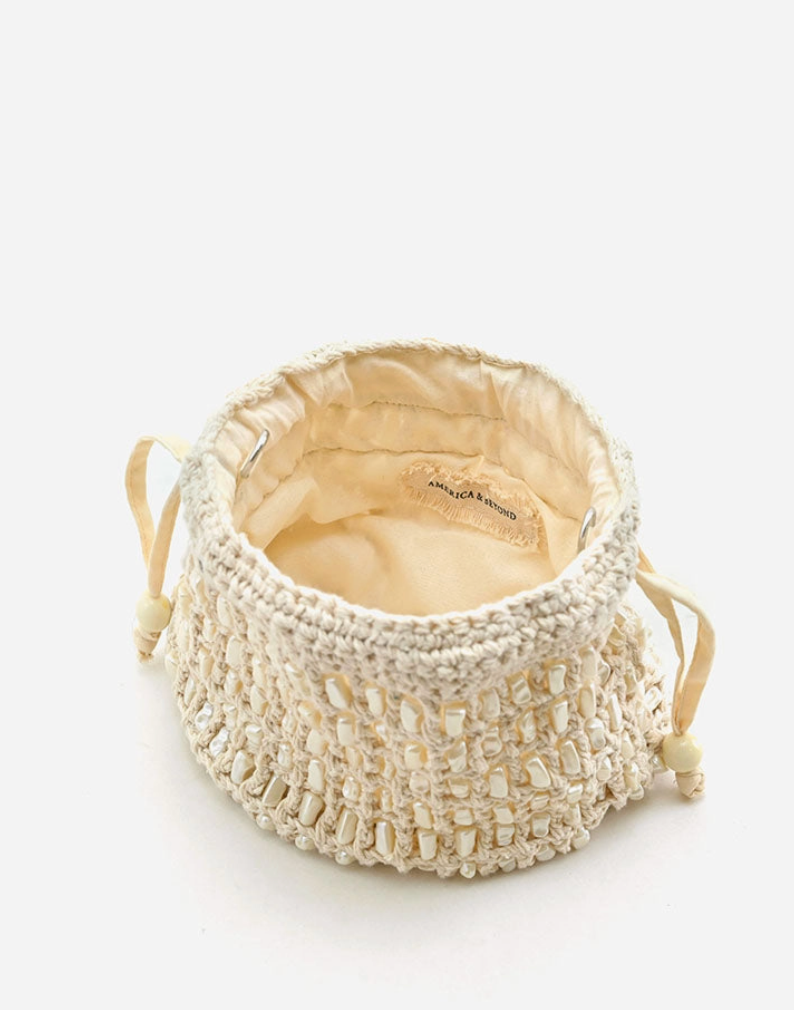 Pearl Beaded Bucket Bag