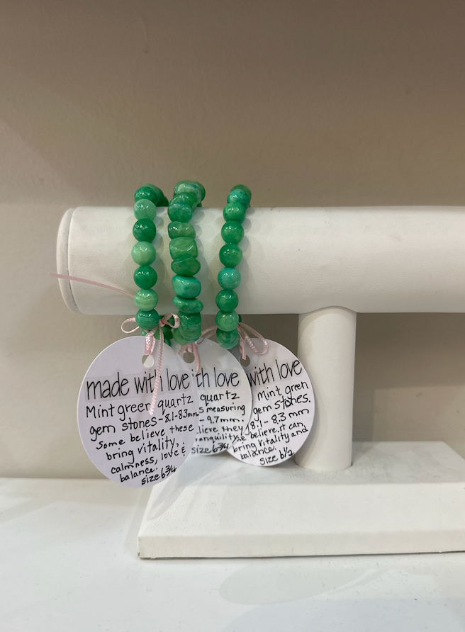 Mint Green Quartz Gemstone Bracelet by Kimberly Aman