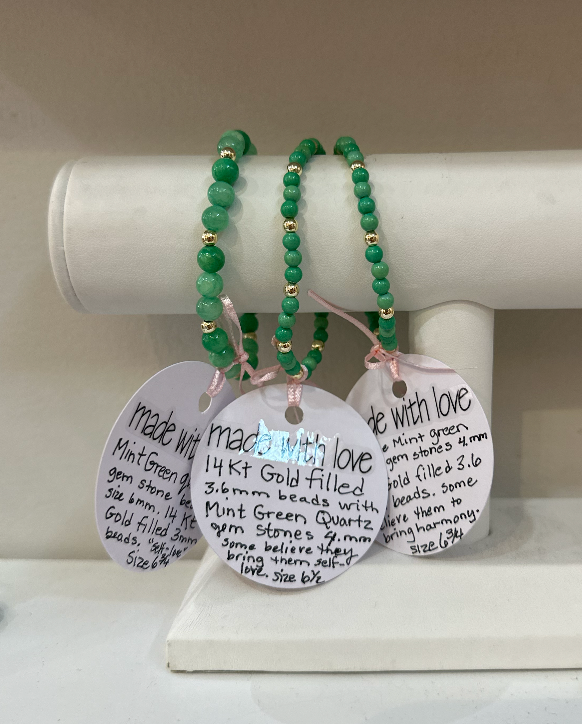 Mint Green Quartz Gemstone Bracelet by Kimberly Aman