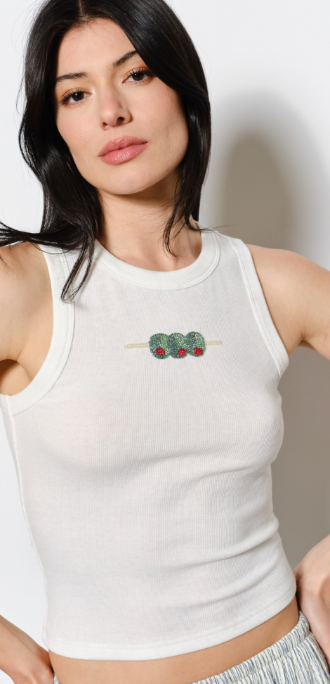 Olive Beaded Tank Top