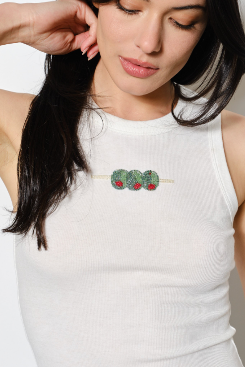 Olive Beaded Tank Top