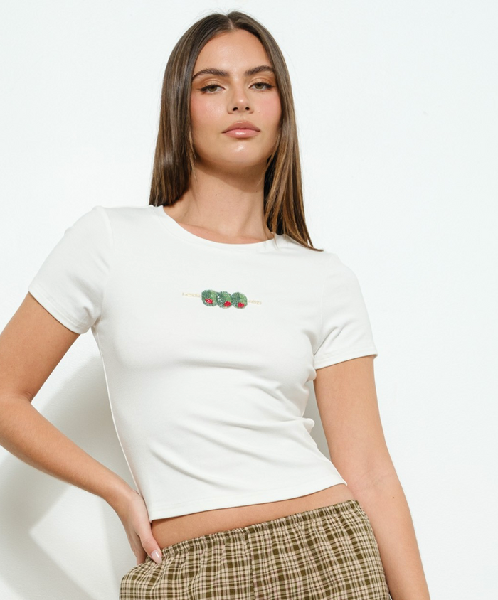 Olive Beaded Short Sleeve Top