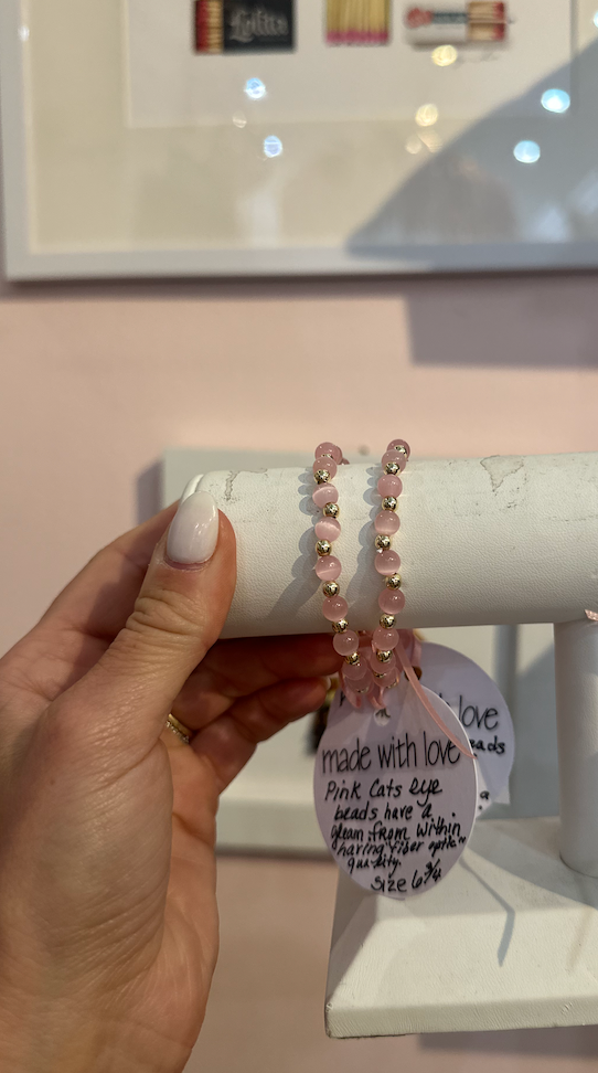 Pink Cats Eye Beaded Bracelet by Kimberly Aman