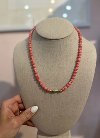 Salmon Coral Agate Quartz Gemstone Necklace by Kimberly Aman